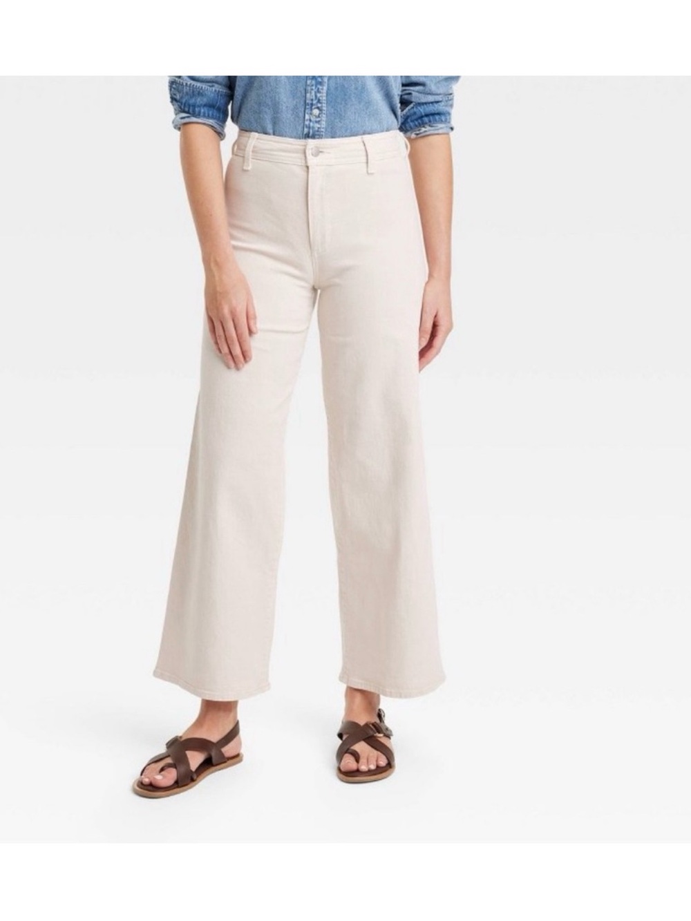 Women's High-Rise Sailor
Wide Leg Ankle Jeans - Universal Thread Beige 16